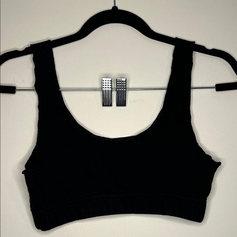 Guizio Black Cropped Sweatshirt Tank Top
